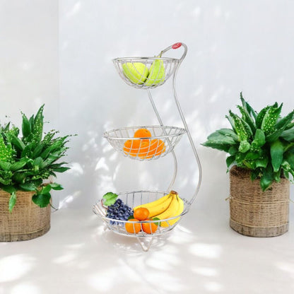 Three-Tier Stainless Steel Fruit Basket