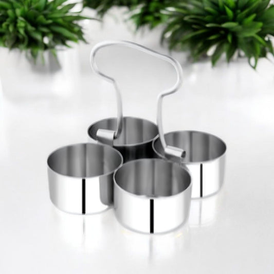 Stainless Steel 4-Bowl Condiment Server