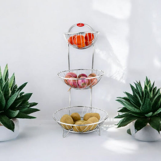 Three-Tier Stainless Steel Fruit Basket