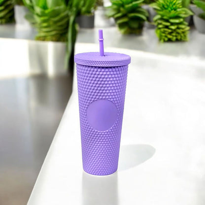 Trendy Purple Silicone Tumbler with Straw