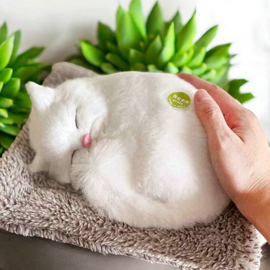 Realistic Sleeping Cat Plush Pillow