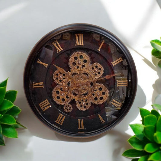 Vintage Steampunk Wall Clock with Roman Numerals