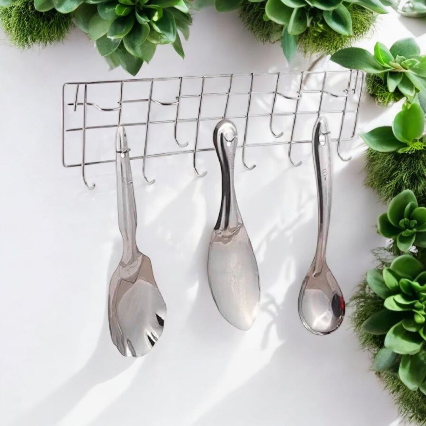 Stainless Steel Wall-Mount Utensil Hook Rack