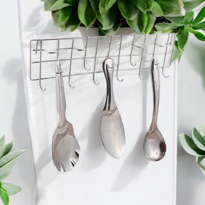 Stainless Steel Wall-Mount Utensil Hook Rack