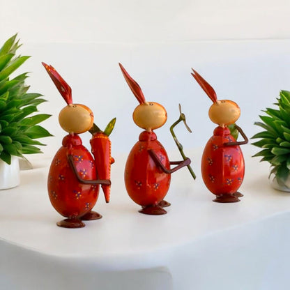 Handcrafted Rabbit Figurine Set