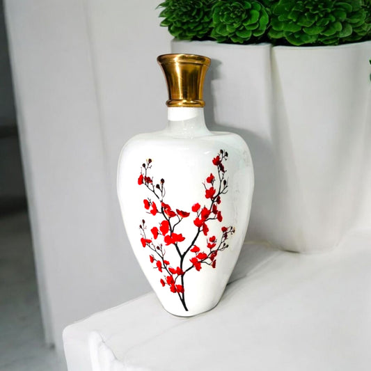 Floral White Ceramic Vase