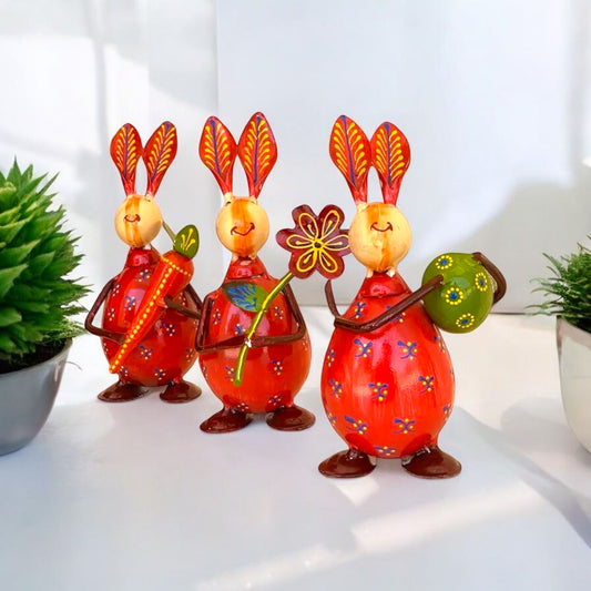 Handcrafted Rabbit Figurine Set