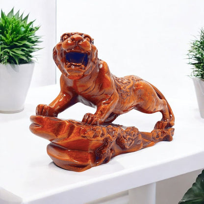 Hand Carved Wooden Tiger Sculpture