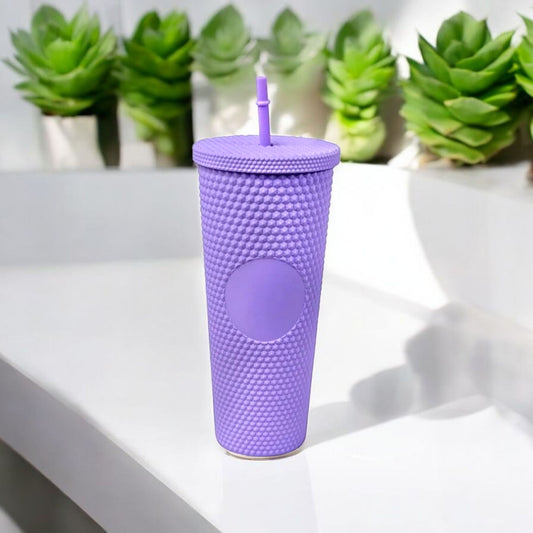 Trendy Purple Silicone Tumbler with Straw