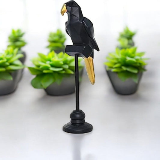 Modern Black Parrot Decorative Sculpture
