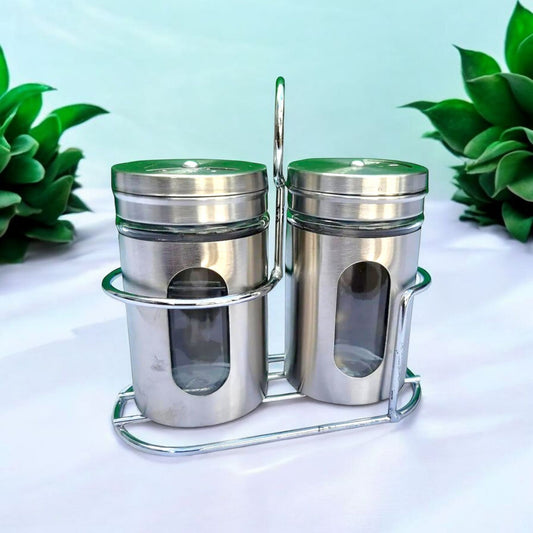 Stainless Steel Spice Shaker Set with Stand