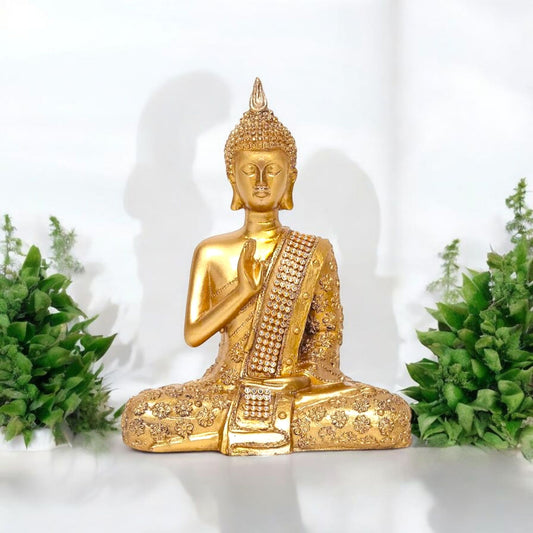 Serene Golden Buddha Meditation Statue