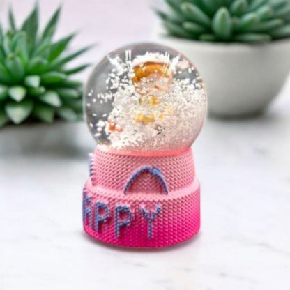 HAPPY Snow Globe A Whimsical Touch of Winter Magic