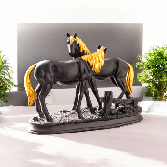 Black and Gold Horse Sculpture