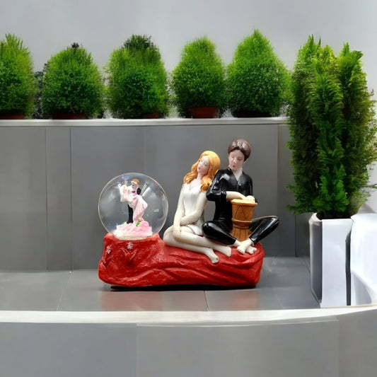 Romantic Couple Showpiece with Musical Globe