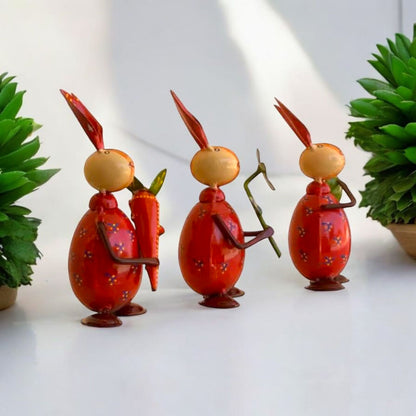 Handcrafted Rabbit Figurine Set
