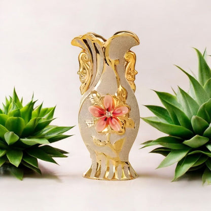 Elegant Gold Flower Ceramic Vase