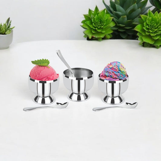 Stainless Steel Ice Cream Bowl with Spoons