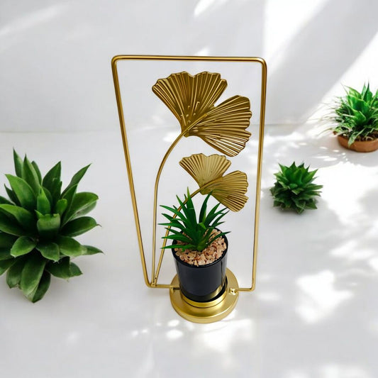 Leaf Gold Metal Decorative Planter